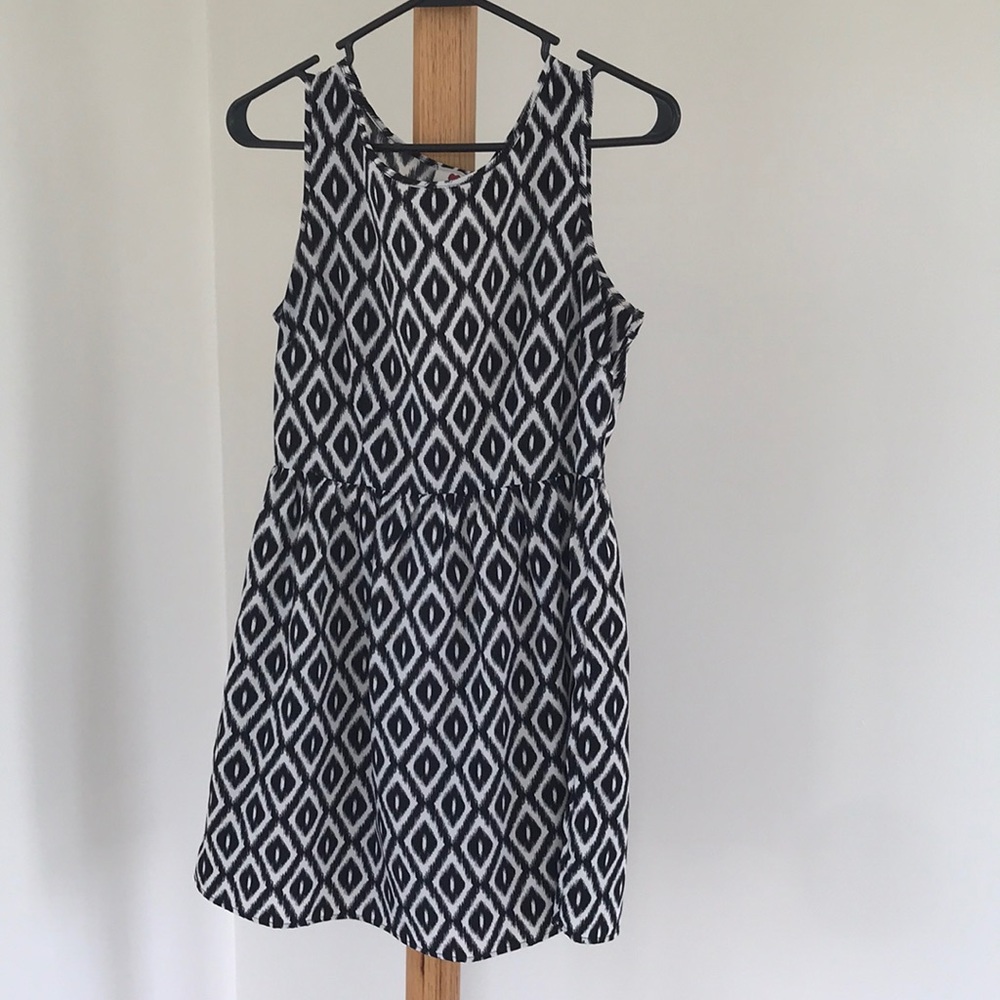 Black & White Ikat Cutout Dress